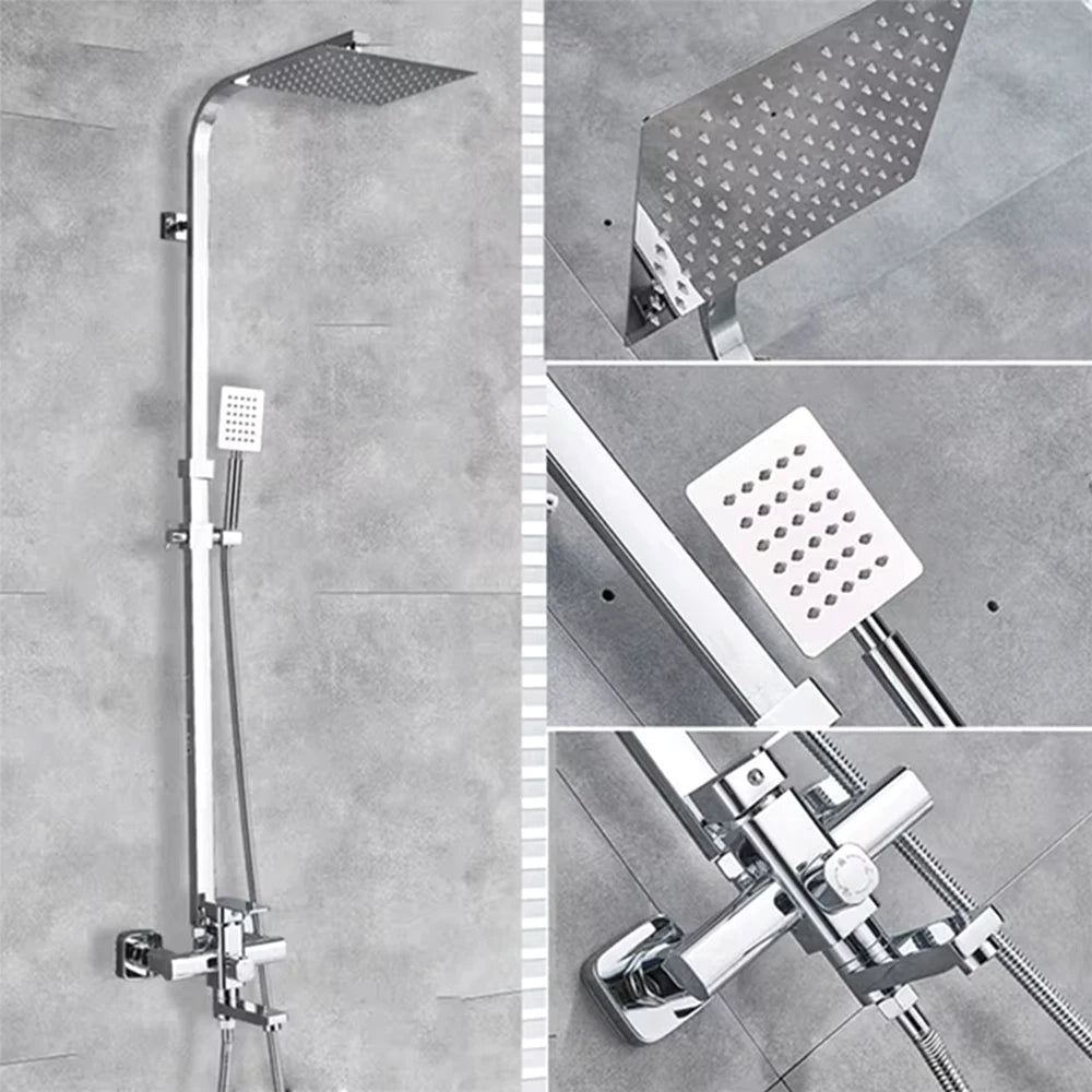 Shinesia Luxury Wall Mounted Shower Faucet With Square Rainfall Spout