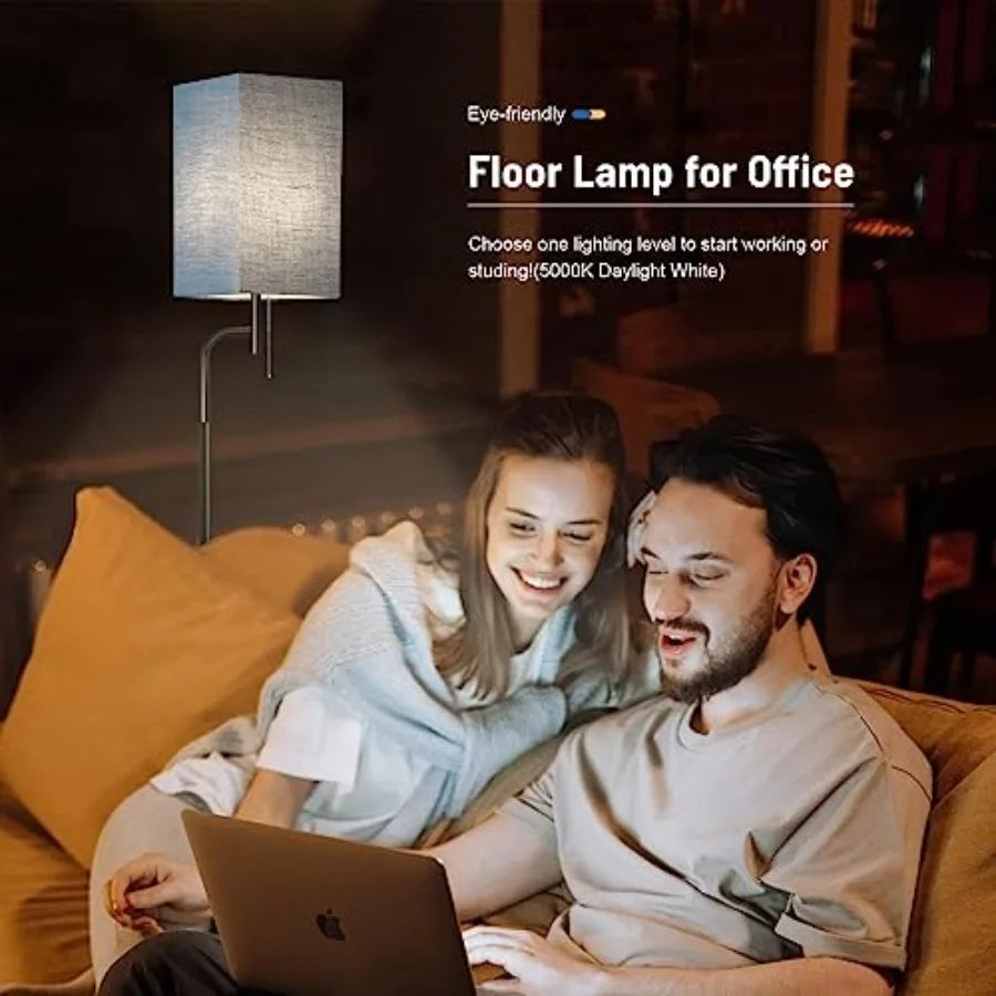 Modern Floor Lamp With 3 Color Temperatures And Linen Shade