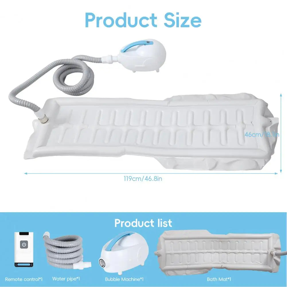 Non-Slip Bubble Bath Mat With Suction Cups And Remote Control Full Body Spa