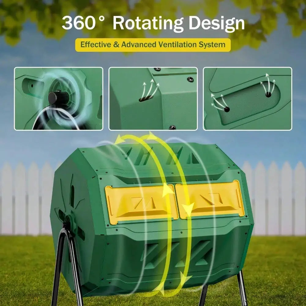 Composting Tumbler Dual Rotating Outdoor Garden Bin