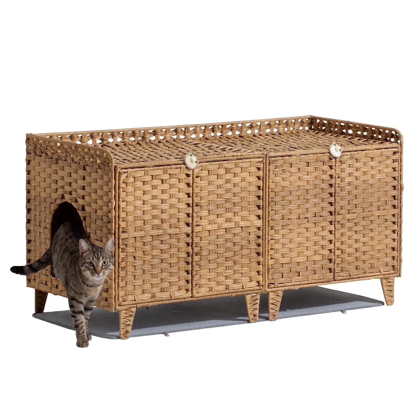 DishyKooker Cat Litter Box Enclosure With Dual Doors