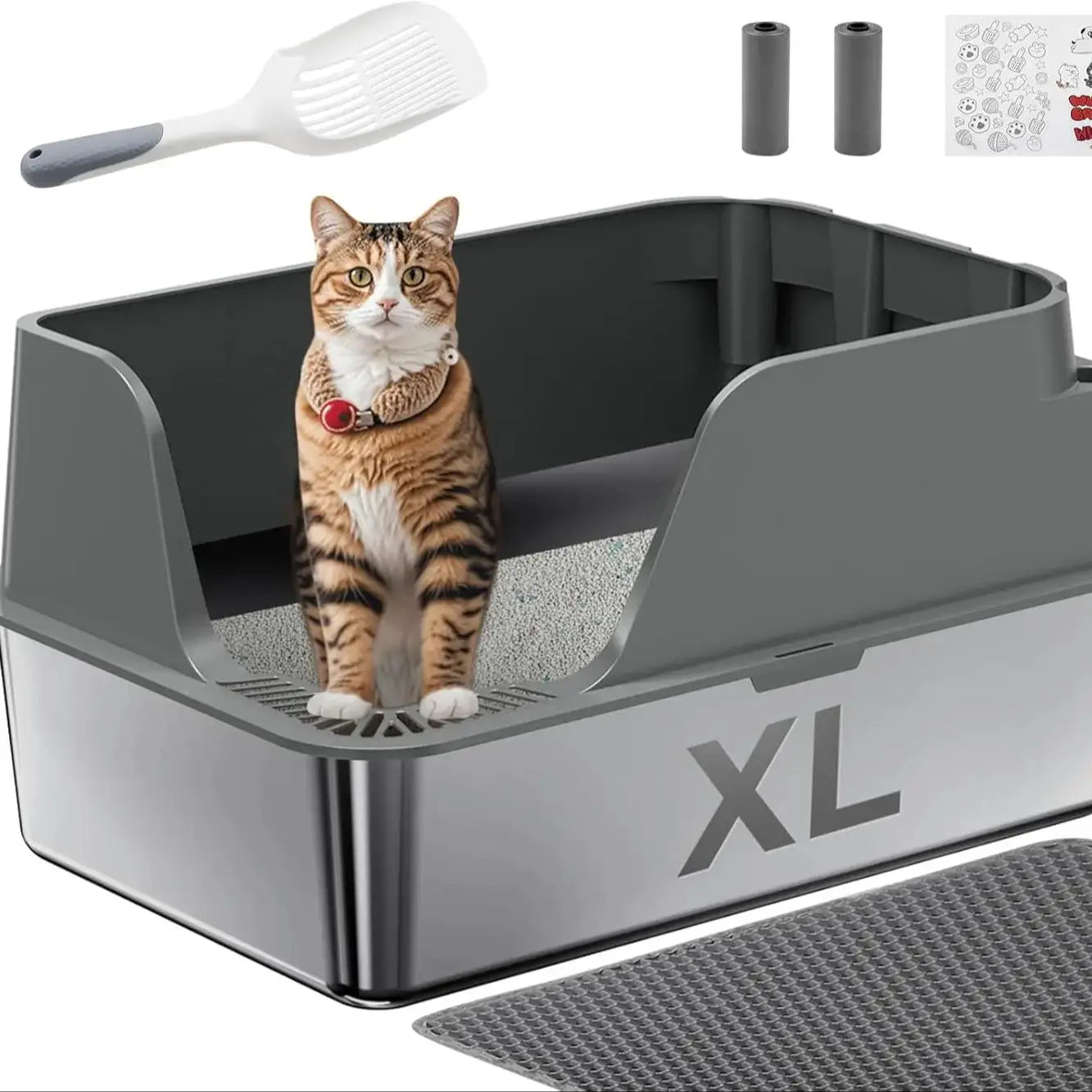 Stainless Steel Cat Litter Box With Splash Proof And Leak Proof