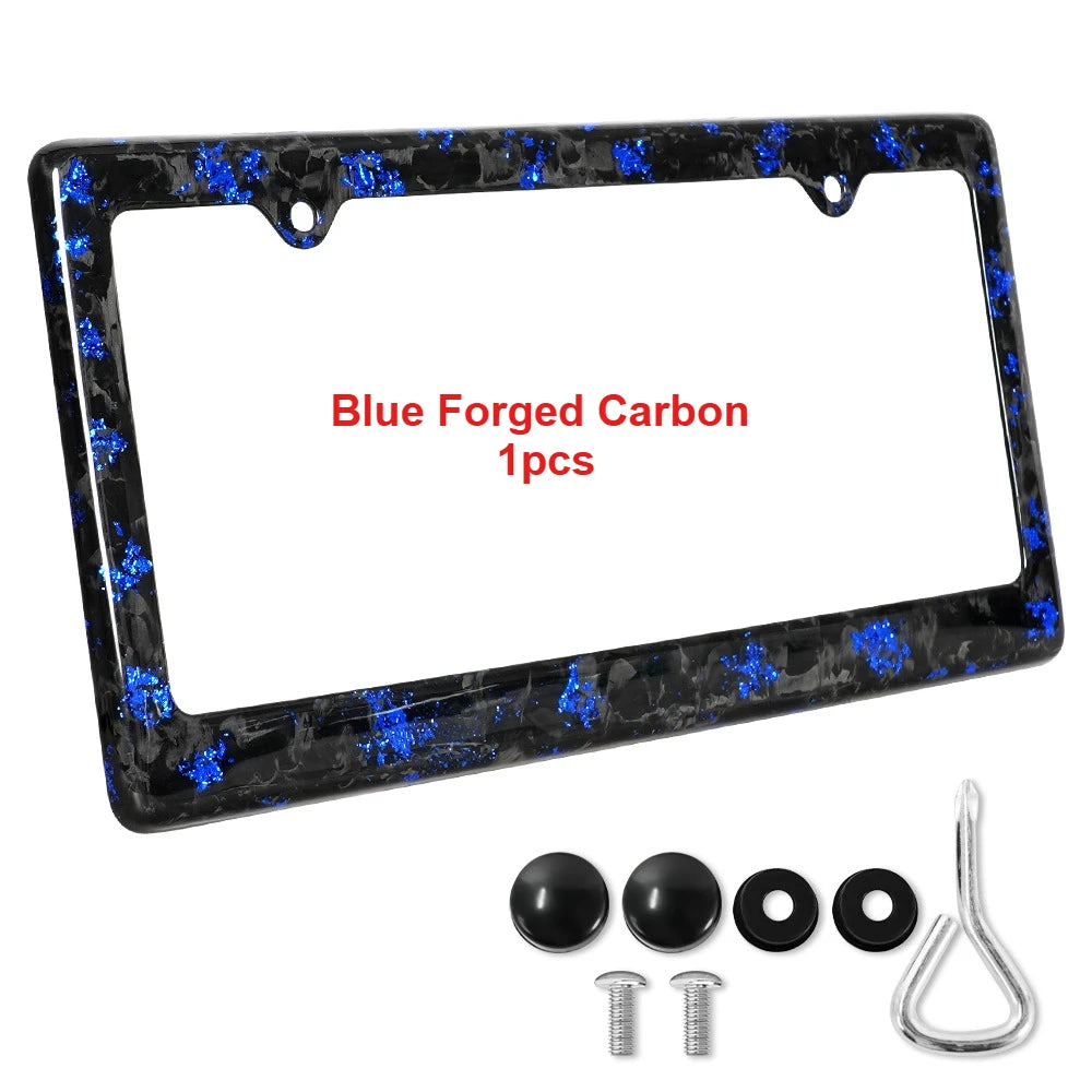 Forged Carbon Fiber License Plate Frame With Screw Caps