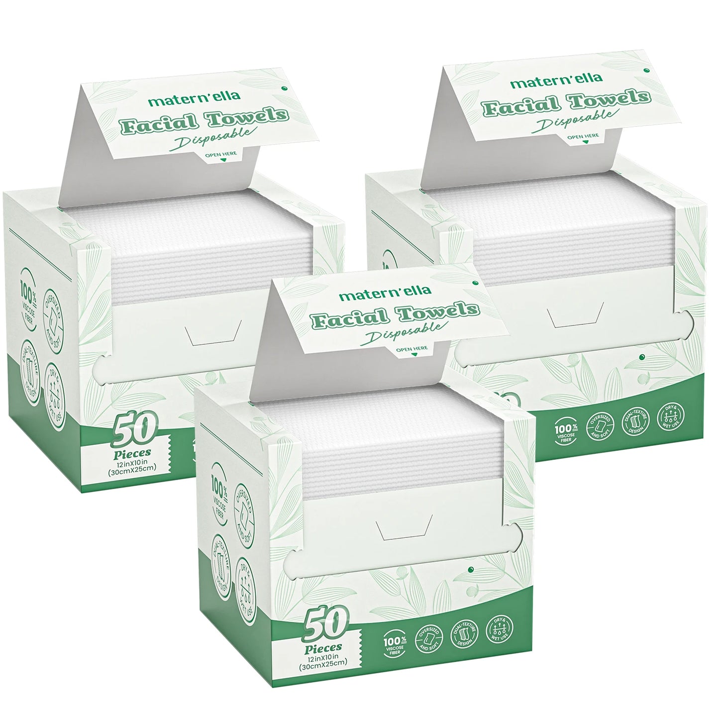 Disposable Facial Towels Lint Free Plant Based Biodegradable 50 Count
