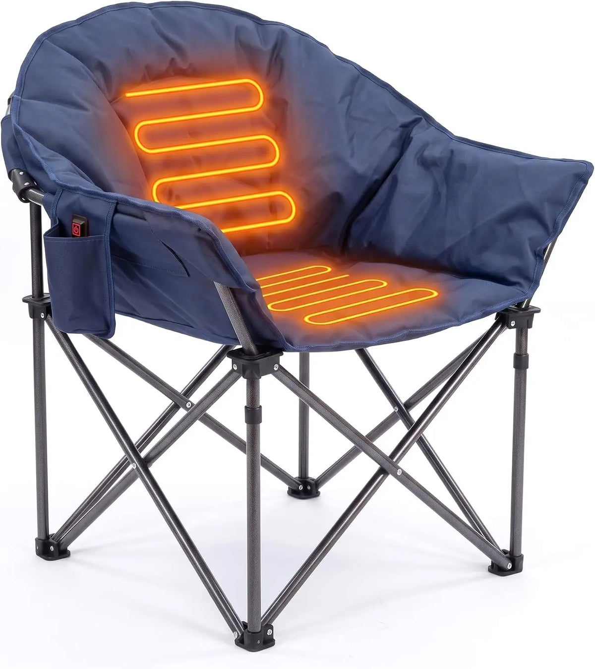Heated Folding Camping Chair With Cup Holder And Storage