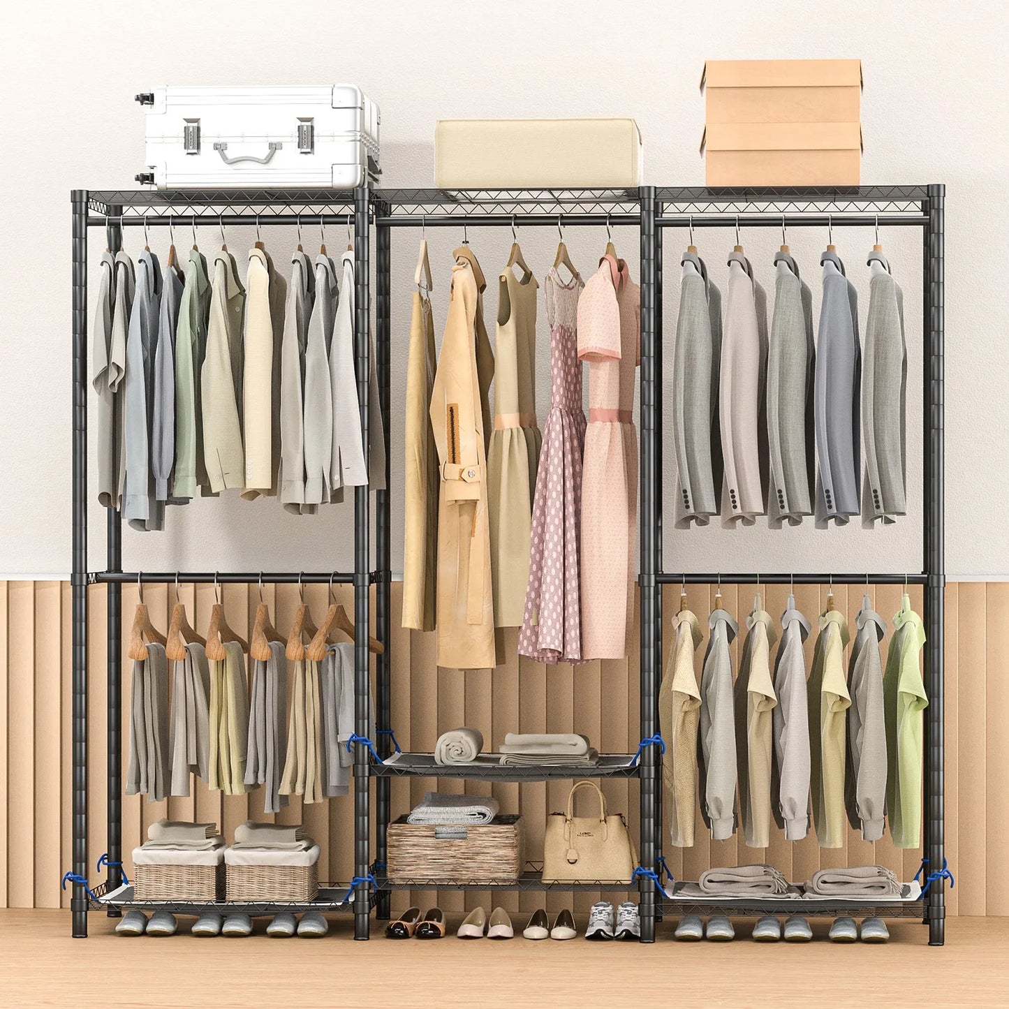 Clothes Rack Storage Organizer Freestanding Heavy Duty Wardrobe