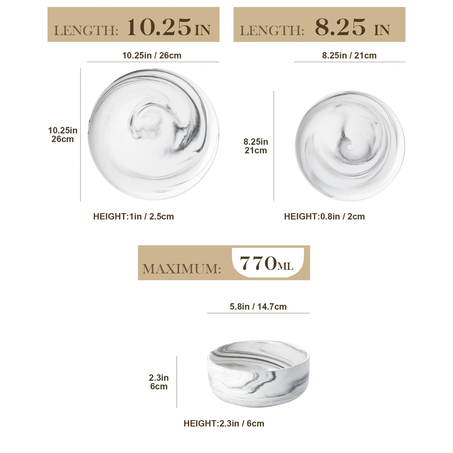 MALACASA Luna Marble Porcelain Dinnerware Set Service For Four