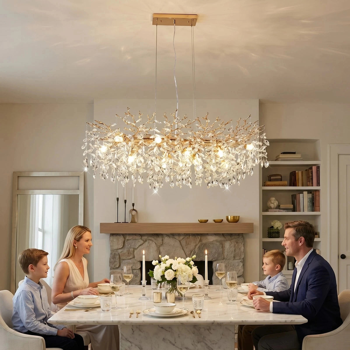 ARLGSITE Tree Shaped Crystal Chandelier For Dining Rooms