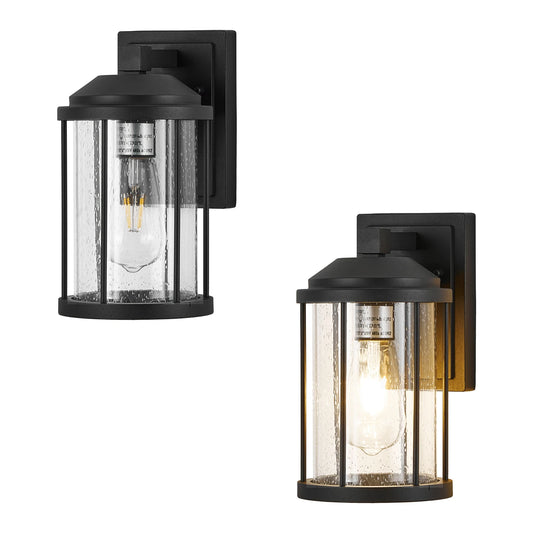 ARLGSITE Dual Pack Outdoor LED Wall Light Seeded Glass Sconce