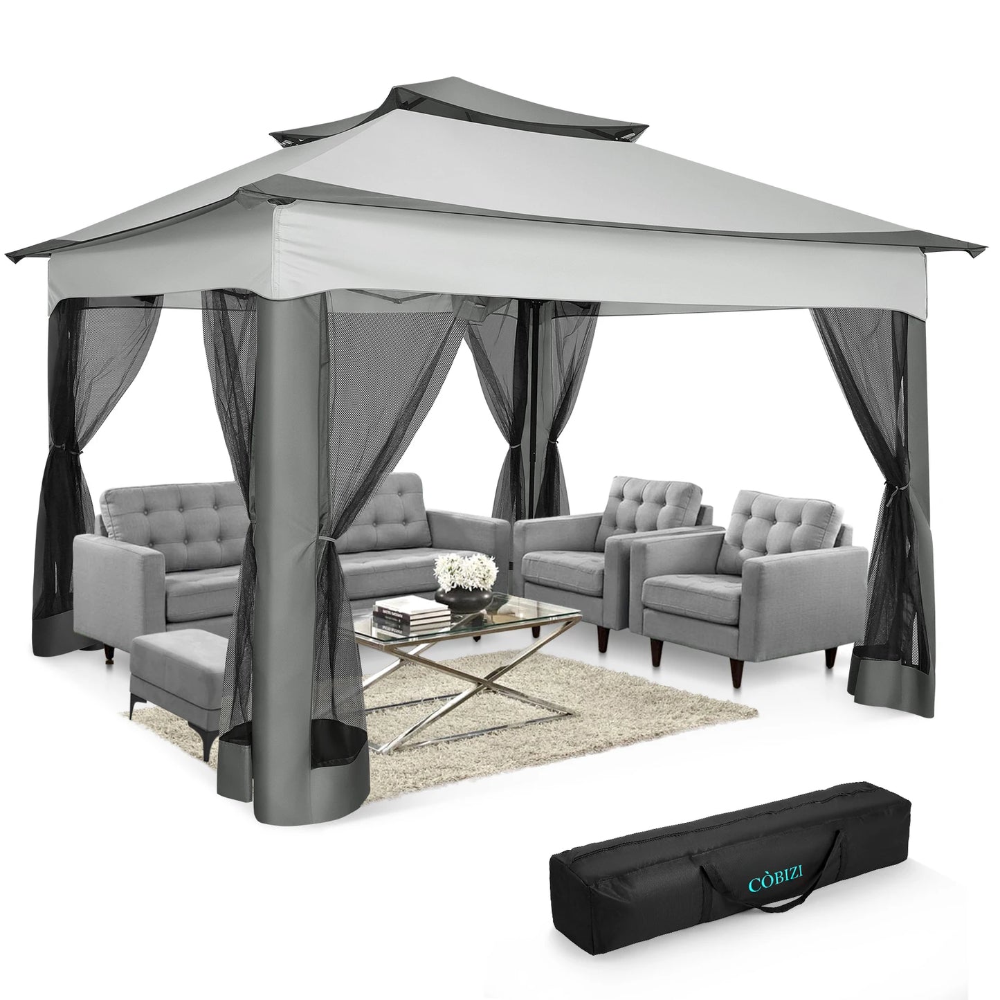 Tooluck Pop Up Gazebo With Mosquito Netting And Carry Bag