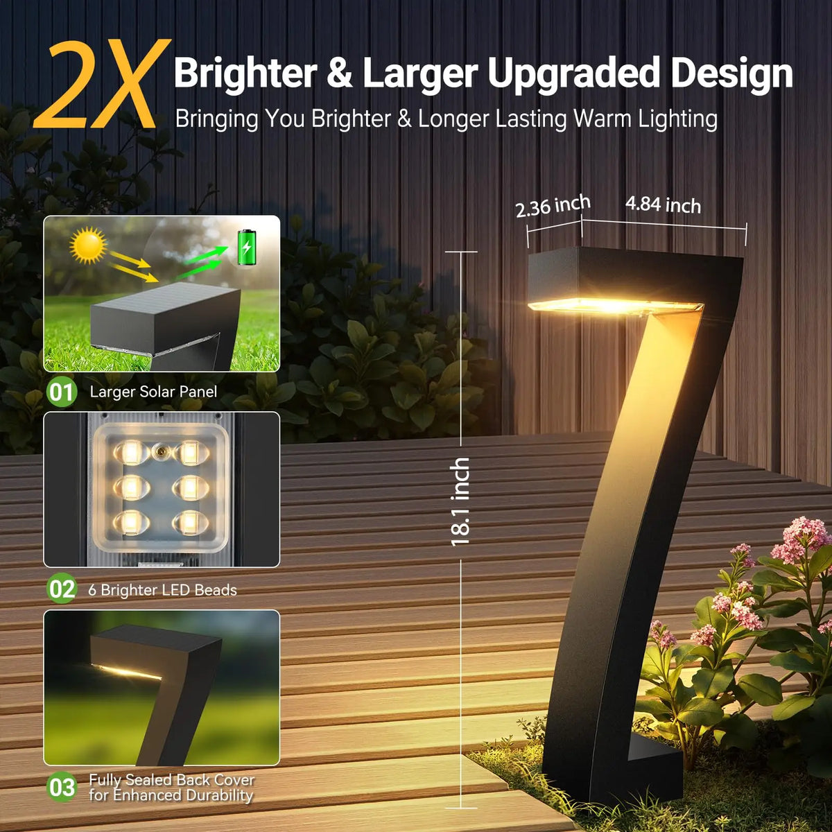 Bright LED Solar Pathway Lights Waterproof Garden Yard Walkway Decor