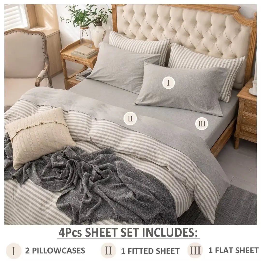 100 Percent Cotton Jersey Knit Sheet Set Ultra Soft DeepPocket