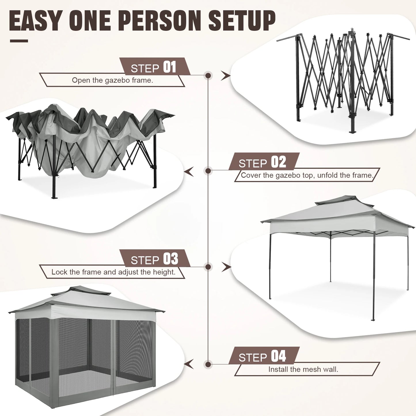 Tooluck Pop Up Gazebo With Mosquito Netting And Carry Bag