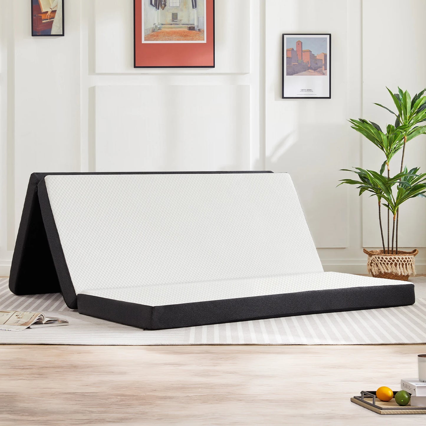 JHK Tri Fold Memory Foam Mattress Washable Cover CertiPURUS Certified