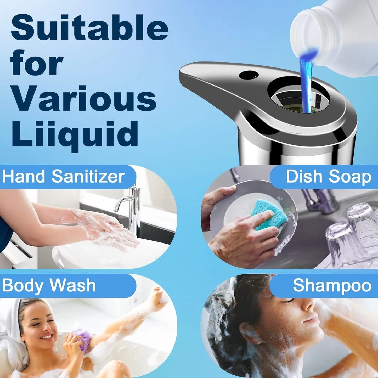 Touchless Infrared Soap Dispenser for Kitchen and Bathroom