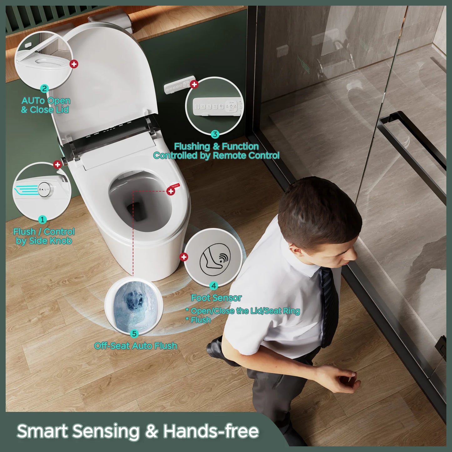 Elongated Smart Toilet With Bidet And Voice Control