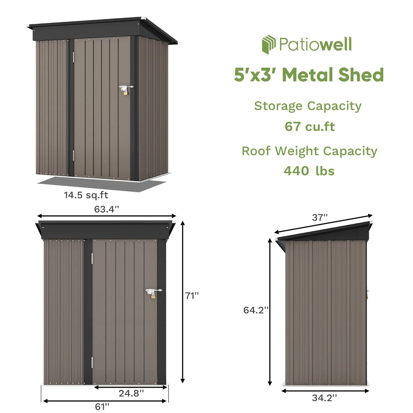 Victone Outdoor Storage Shed Metal Tool Shed With Sloped Roof