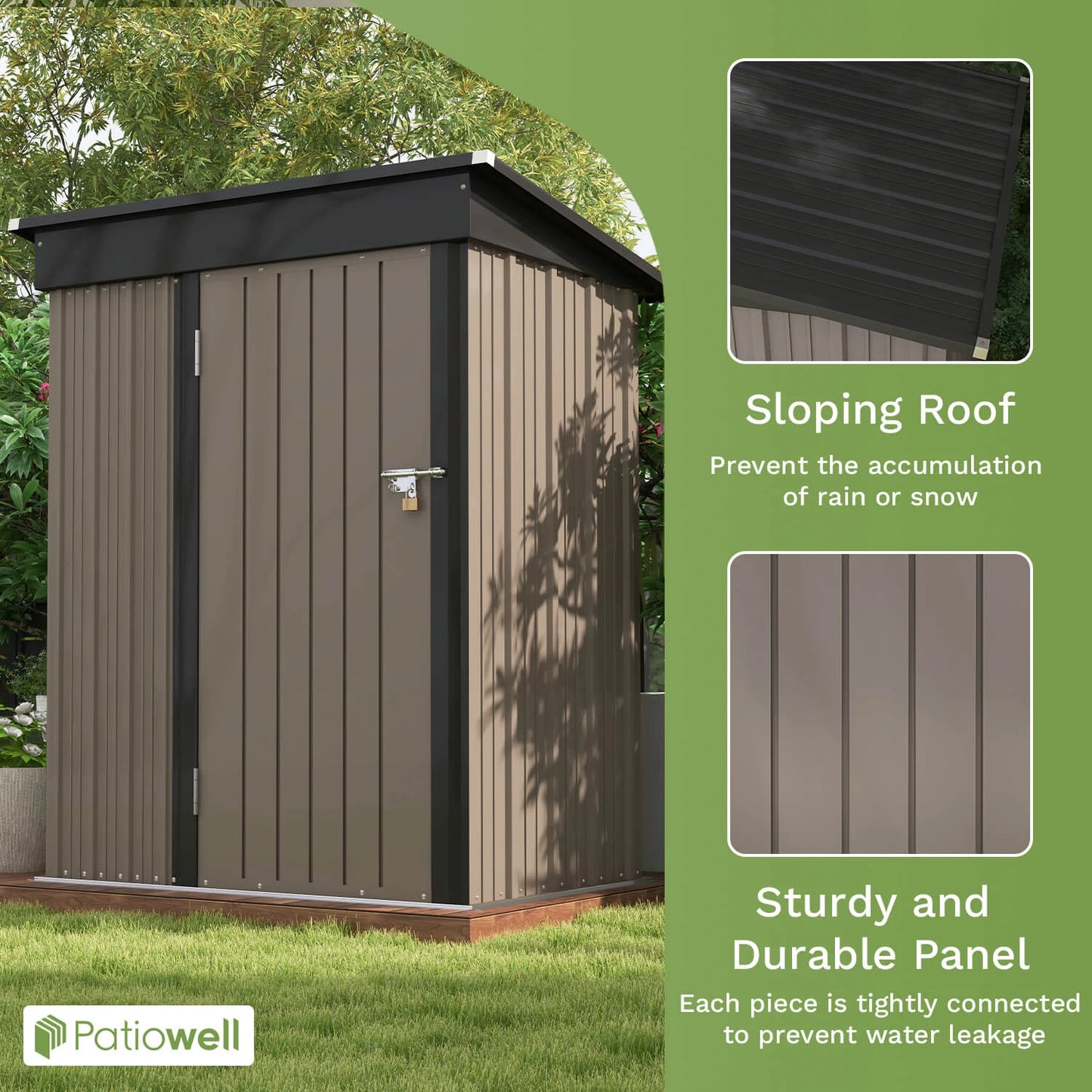 Victone Outdoor Storage Shed Metal Tool Shed With Sloped Roof