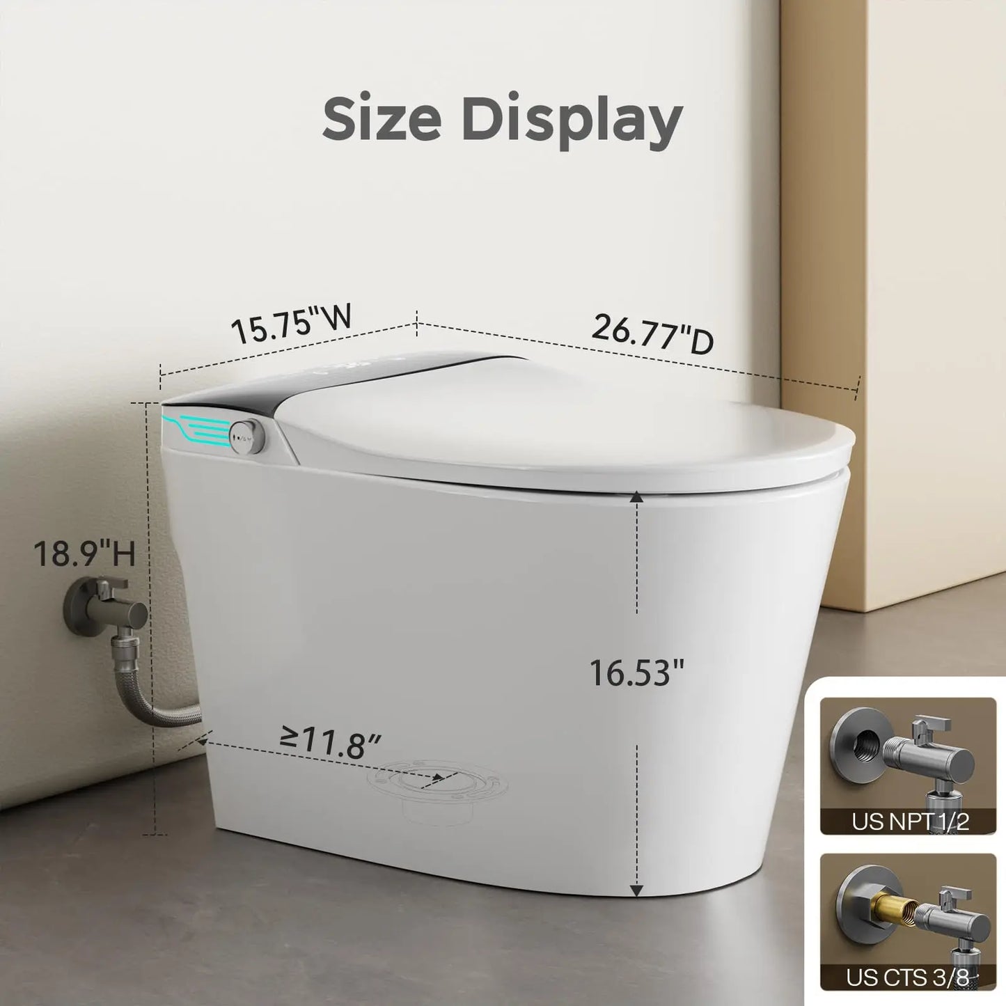 Elongated Smart Toilet With Bidet And Voice Control