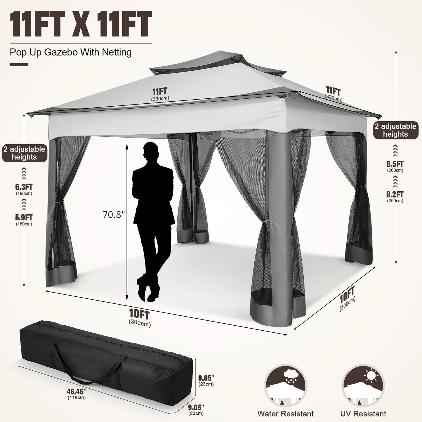 Tooluck Pop Up Gazebo With Mosquito Netting And Carry Bag