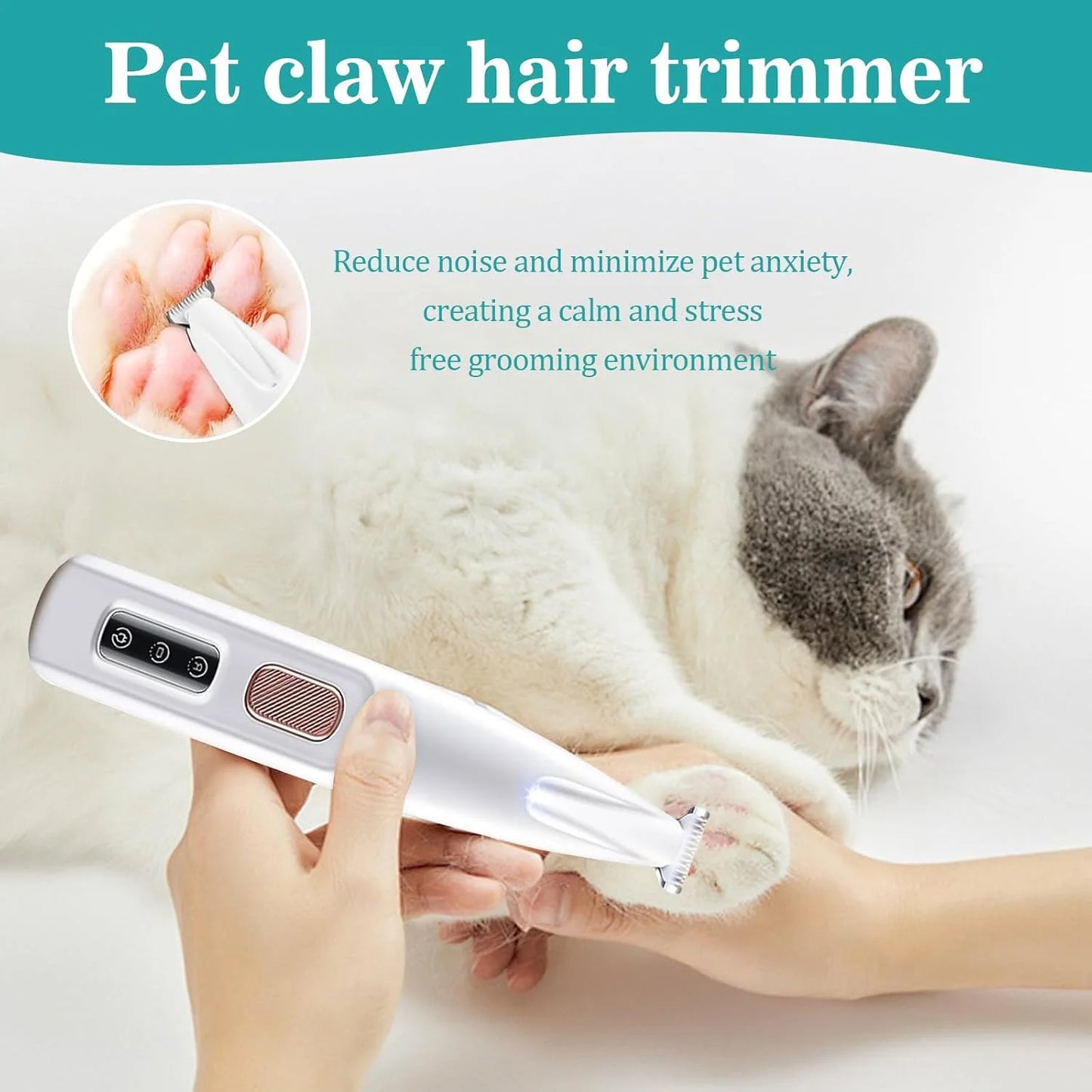 Paw Trimmer Rechargeable Pet Grooming Clippers With LED Light