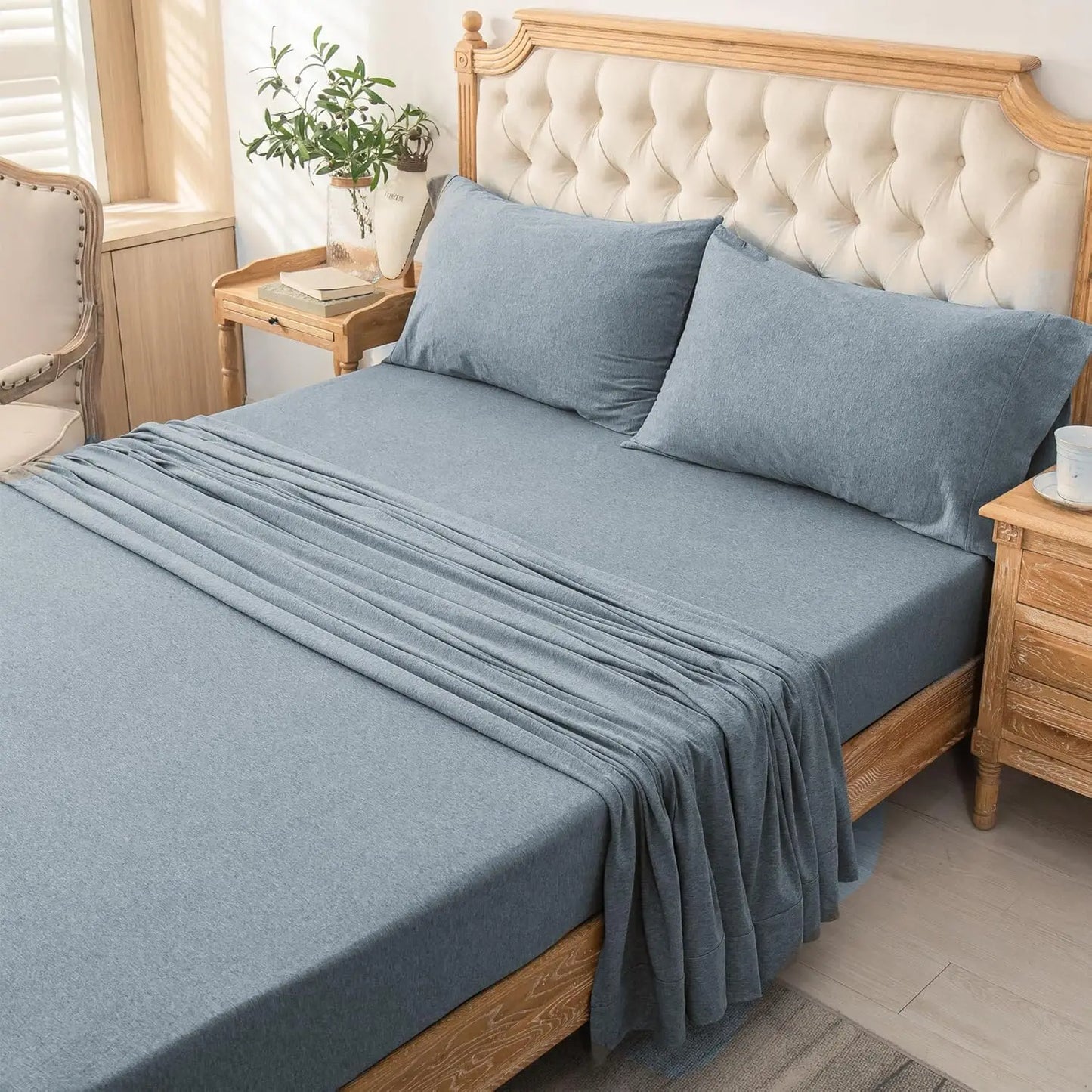 100 Percent Cotton Jersey Knit Sheet Set Ultra Soft DeepPocket