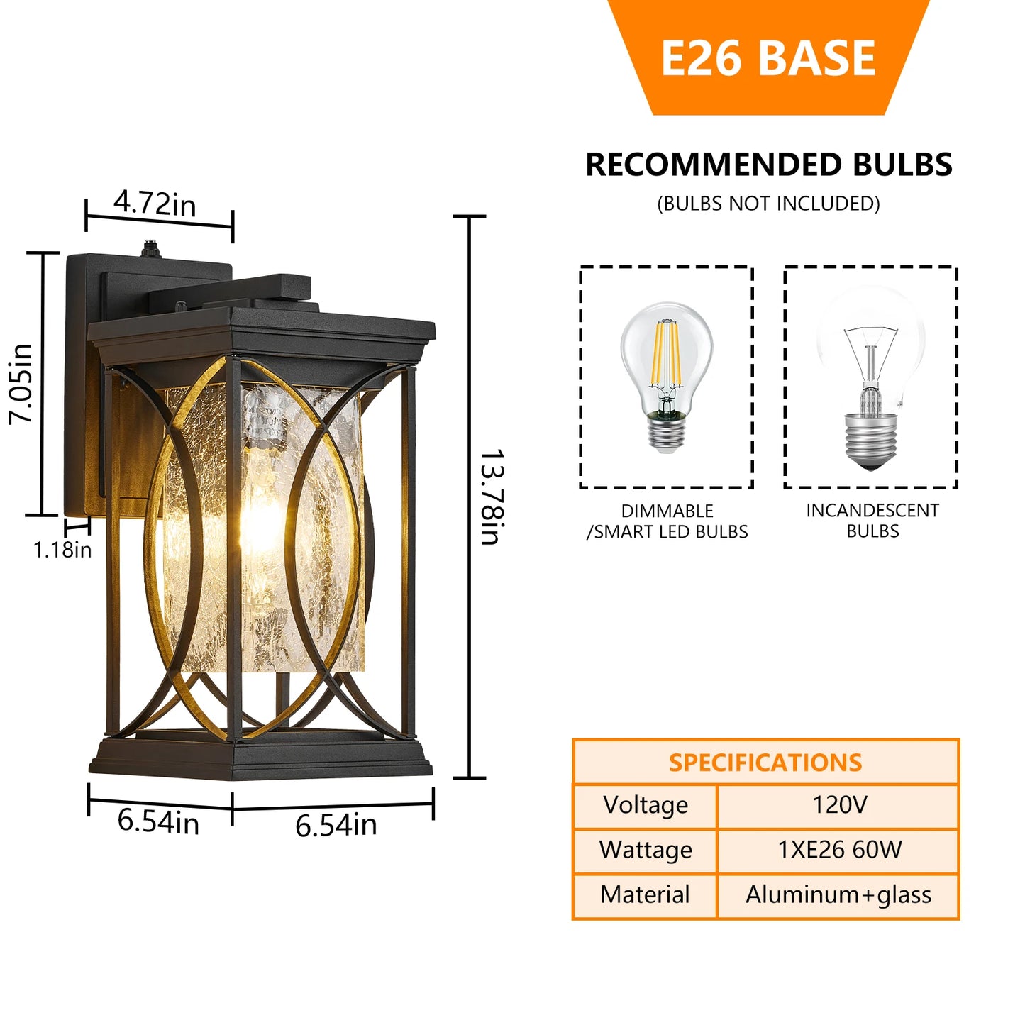 ARLGSITE Outdoor LED Wall Light Dusk to Dawn Exterior Sconce
