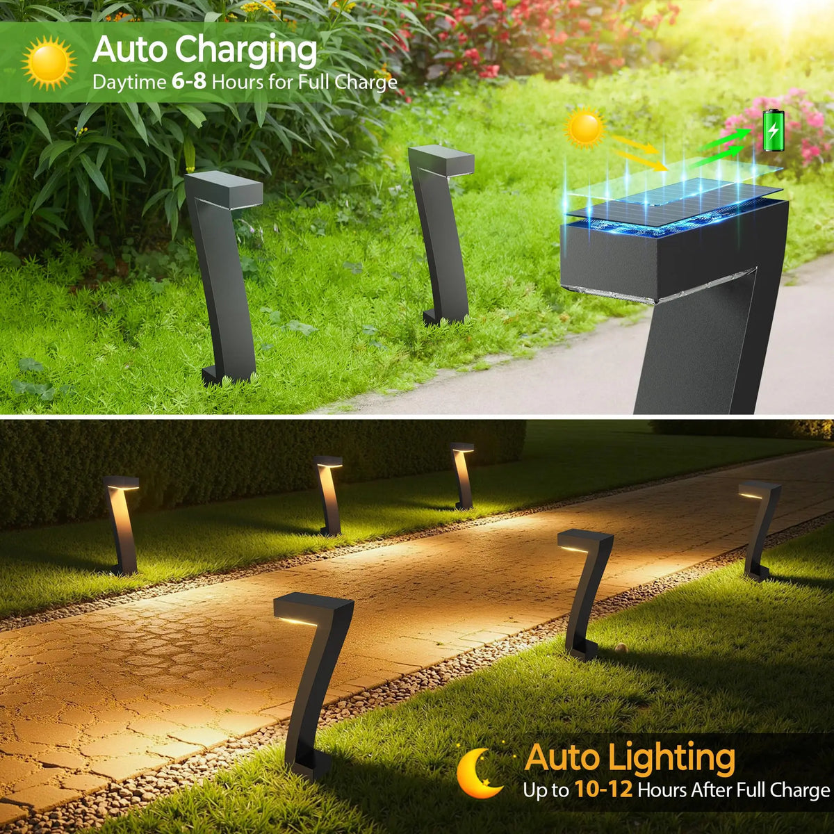 Bright LED Solar Pathway Lights Waterproof Garden Yard Walkway Decor