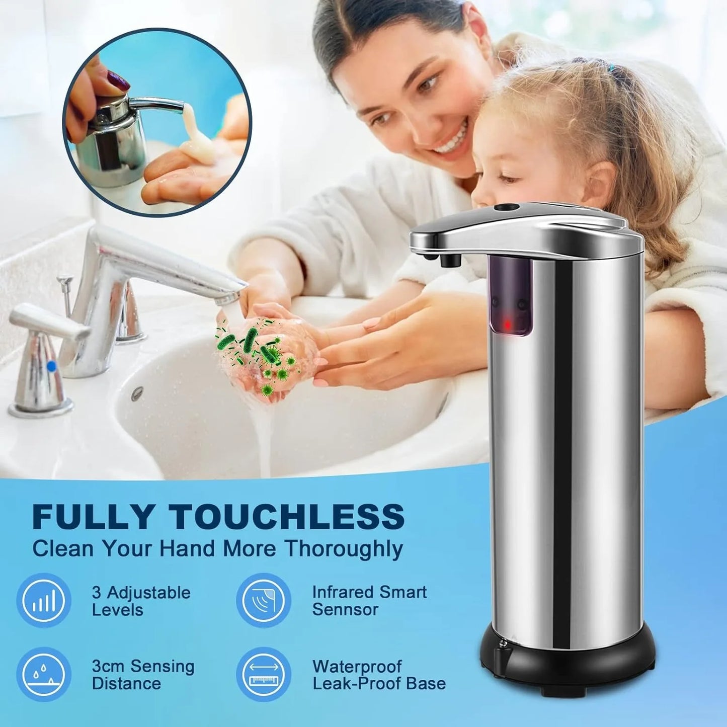 Touchless Infrared Soap Dispenser for Kitchen and Bathroom