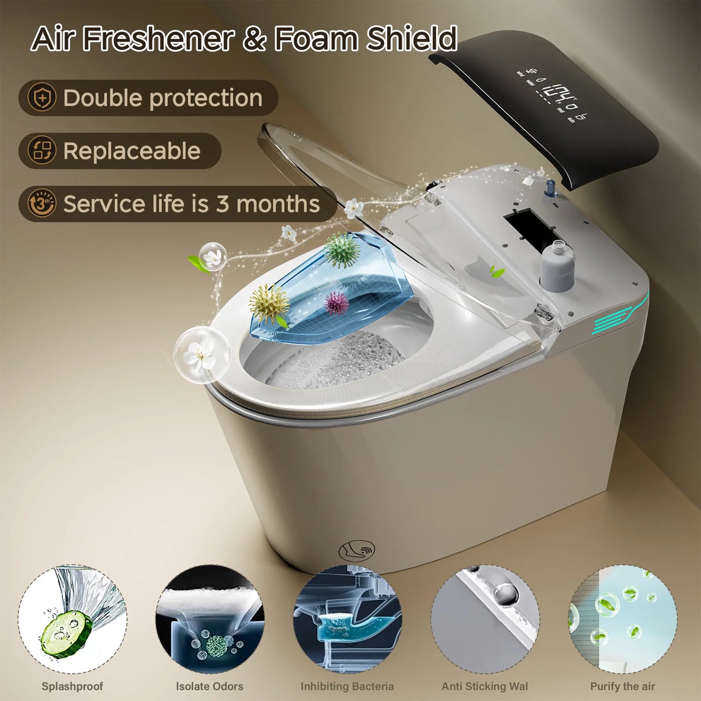 Elongated Smart Toilet With Bidet And Voice Control