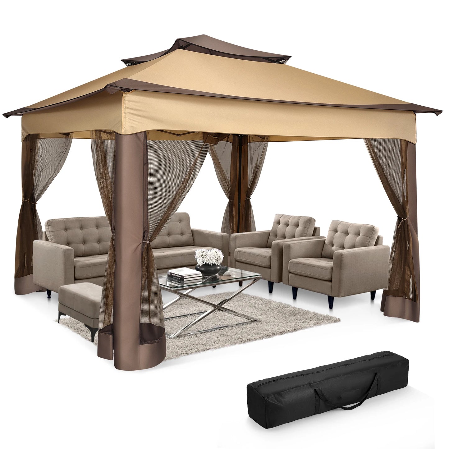 Tooluck Pop Up Gazebo With Mosquito Netting And Carry Bag