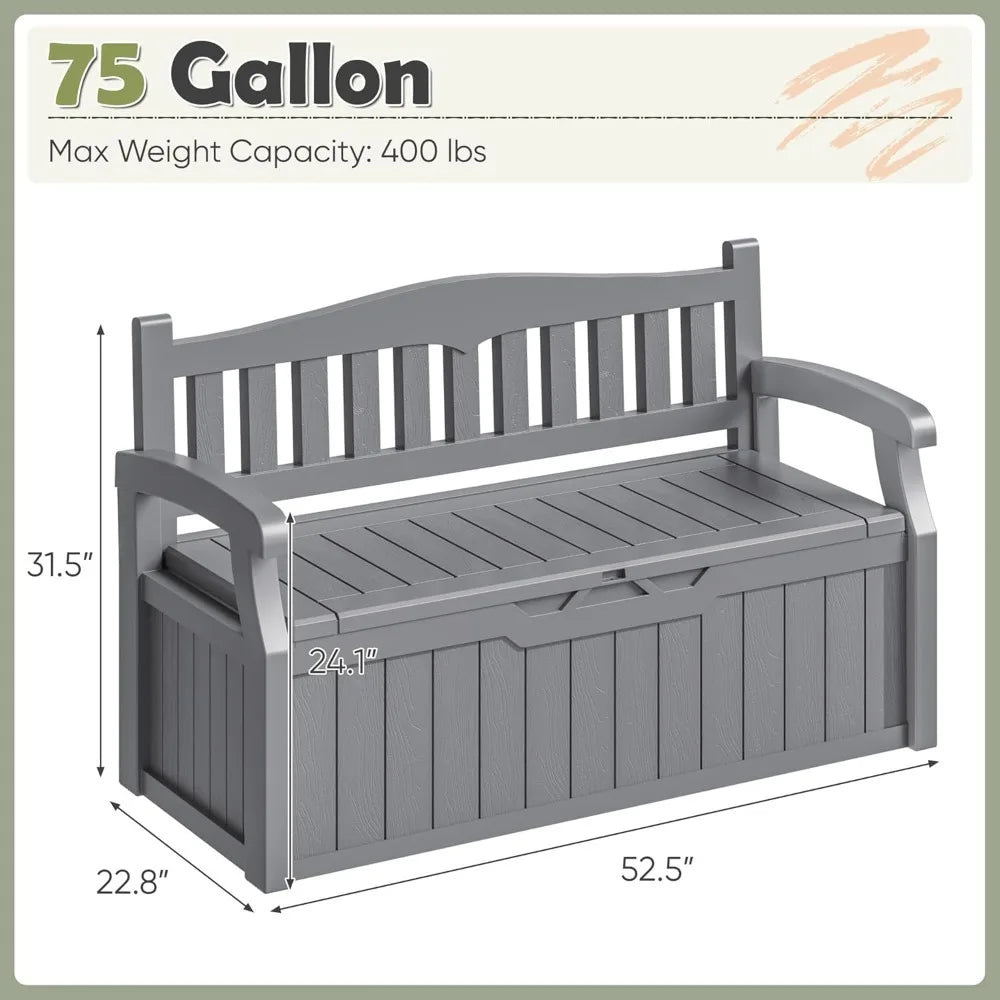 Outdoor Lockable Deck Box Storage Bench Waterproof UV Protection