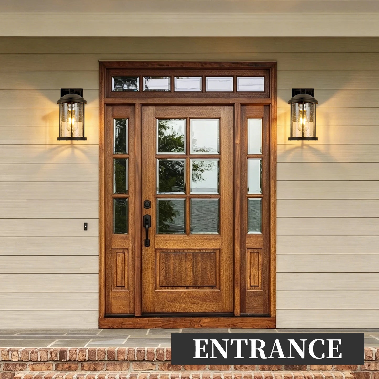ARLGSITE Two Pack Outdoor LED Wall Light With Seeded Glass