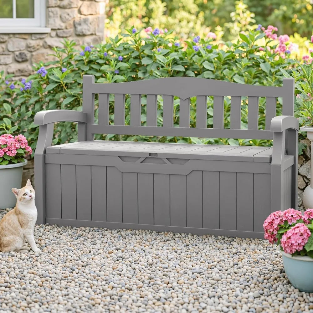 Outdoor Lockable Deck Box Storage Bench Waterproof UV Protection