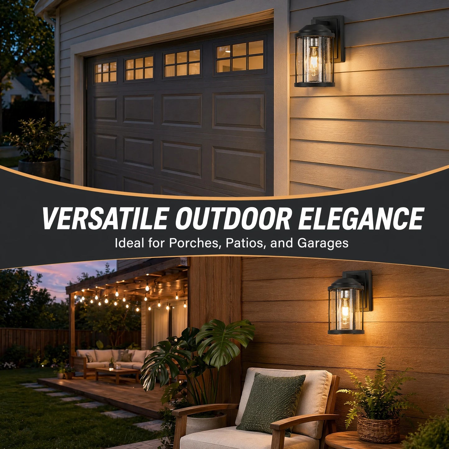 ARLGSITE Two Pack Outdoor LED Wall Light With Seeded Glass