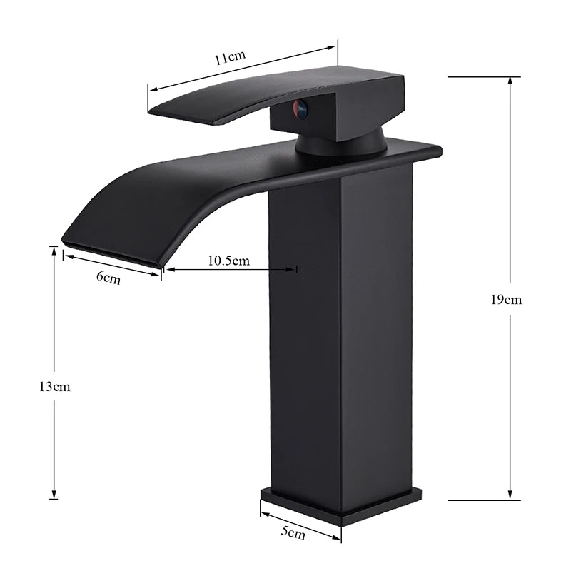 Rozin Matte Black Deck Mounted Waterfall Basin Faucet