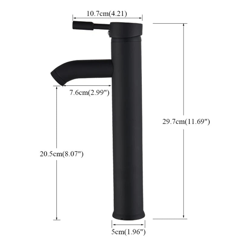 Rozin Matte Black Deck Mounted Waterfall Basin Faucet