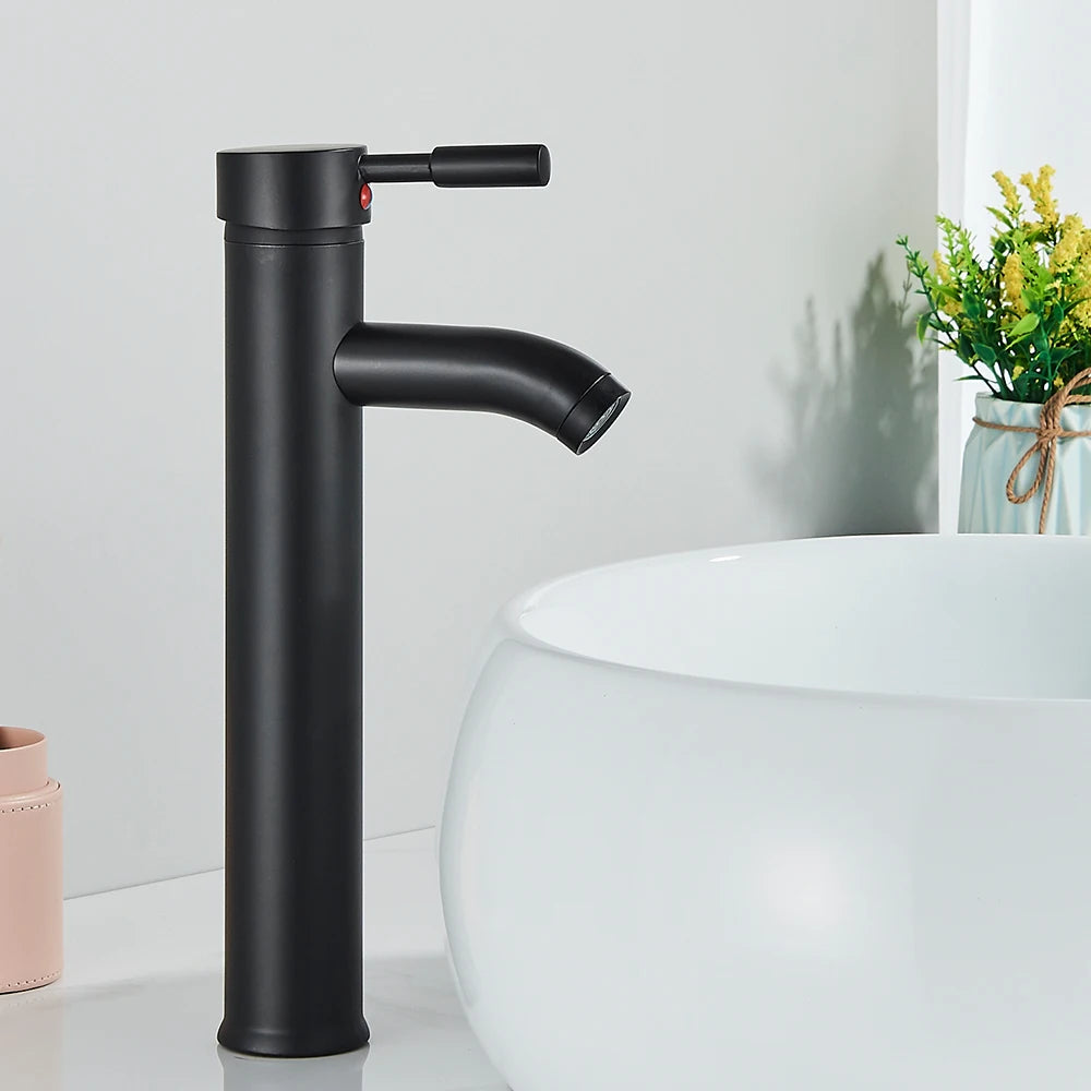 Rozin Matte Black Deck Mounted Waterfall Basin Faucet