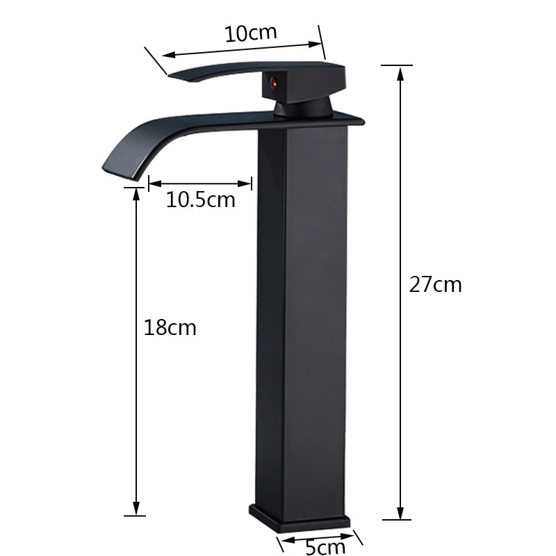 Rozin Matte Black Deck Mounted Waterfall Basin Faucet