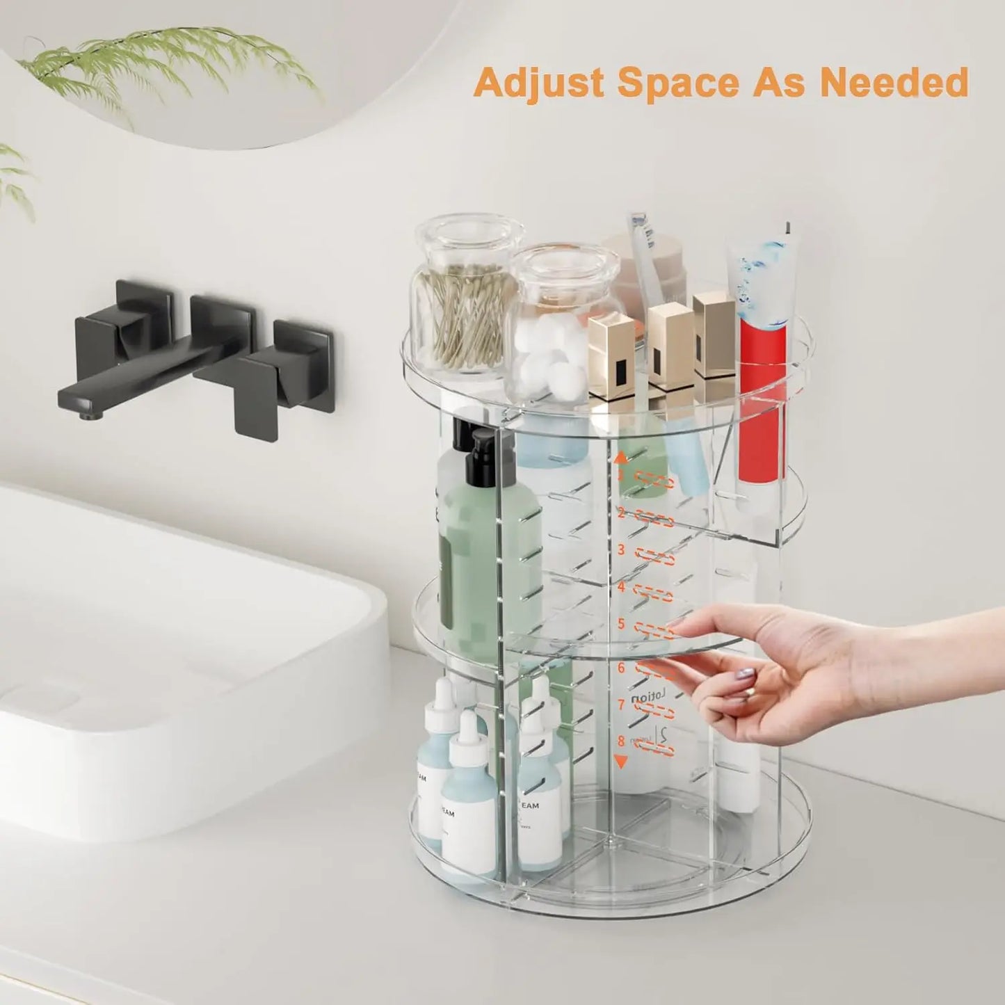 Rotating Makeup Organizer 8-Layer Spinning Cosmetic Storage With Brush Holder