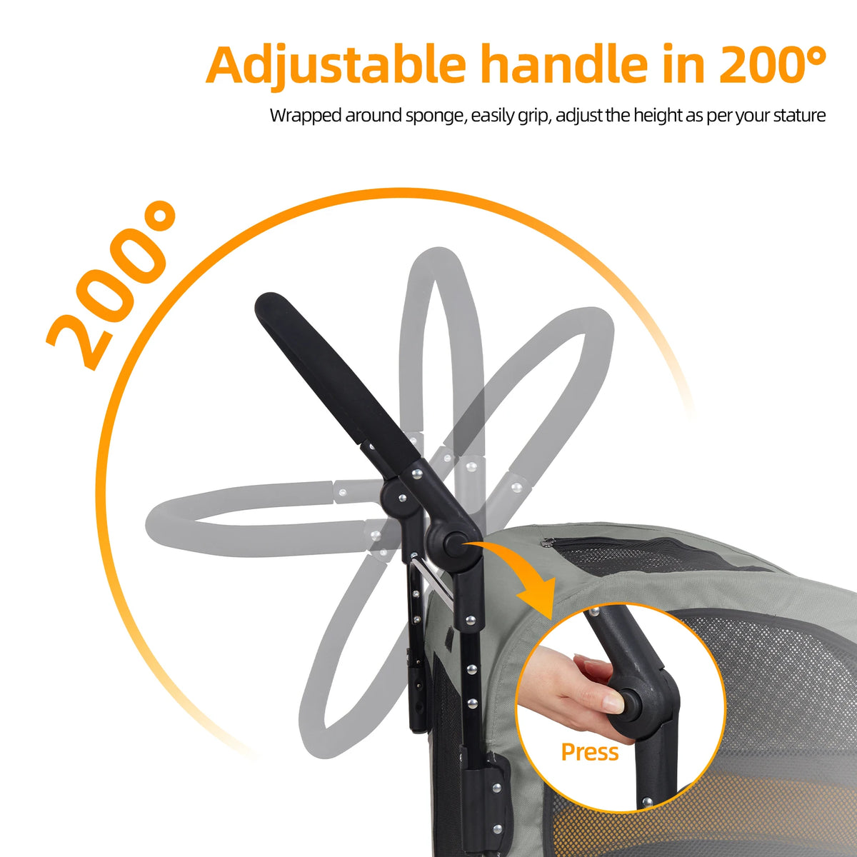 Portable Foldable Four Wheel Dog Stroller With Breathable Travel Carrier