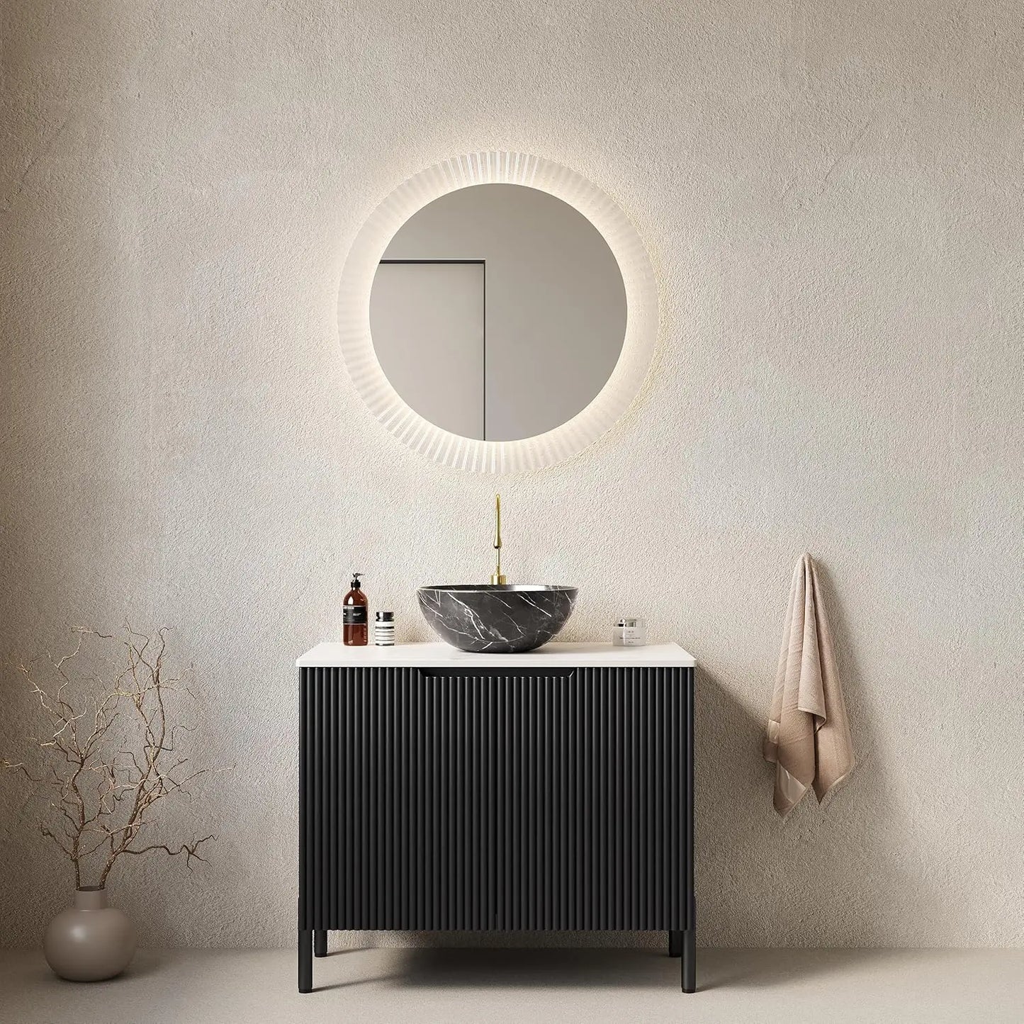 Bathroom Vanity With Ceramic Sink And Freestanding Cabinet