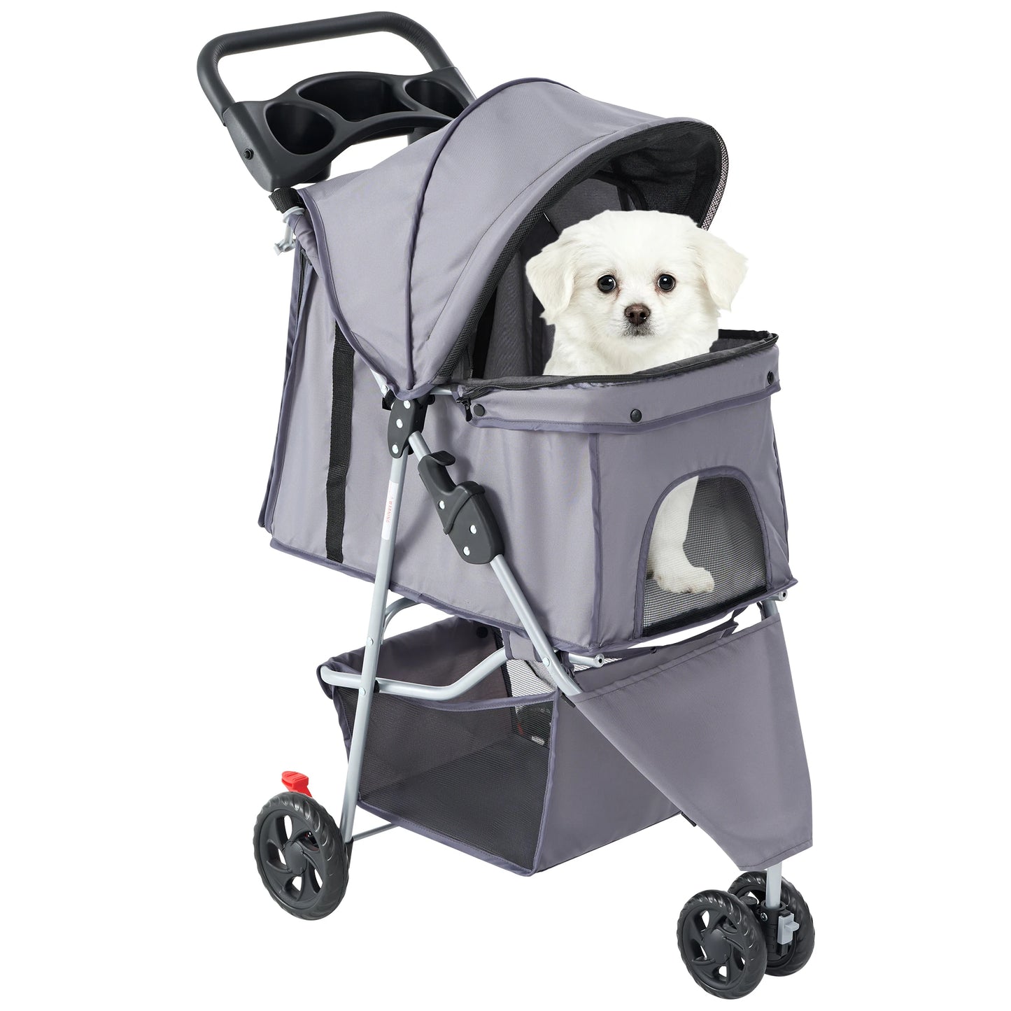 Three Wheel Foldable Pet Stroller With Mesh Windows