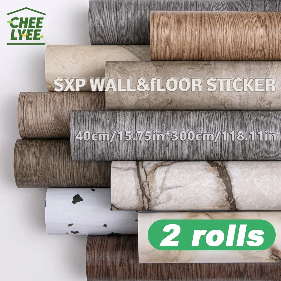 Self-Adhesive Wall and Floor Sticker Wood Grain Marble Design Wallpaper