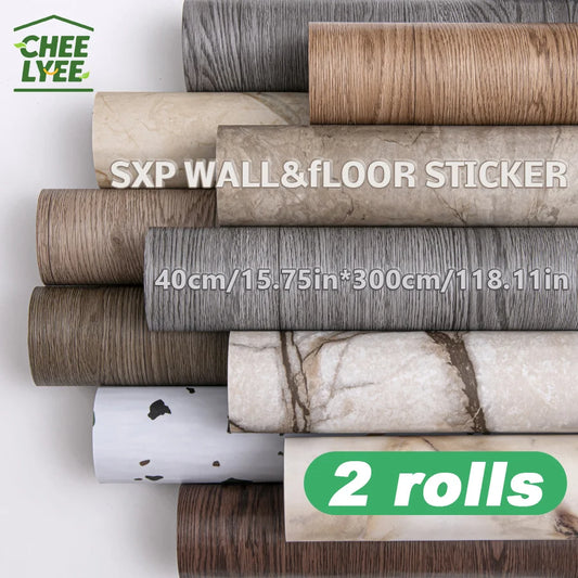 Self-Adhesive Wall and Floor Sticker Wood Grain Marble Design Wallpaper