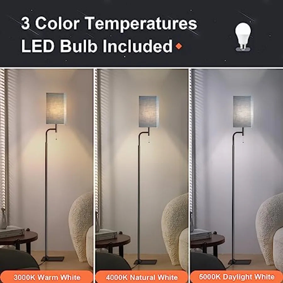 Modern Floor Lamp With 3 Color Temperatures And Linen Shade