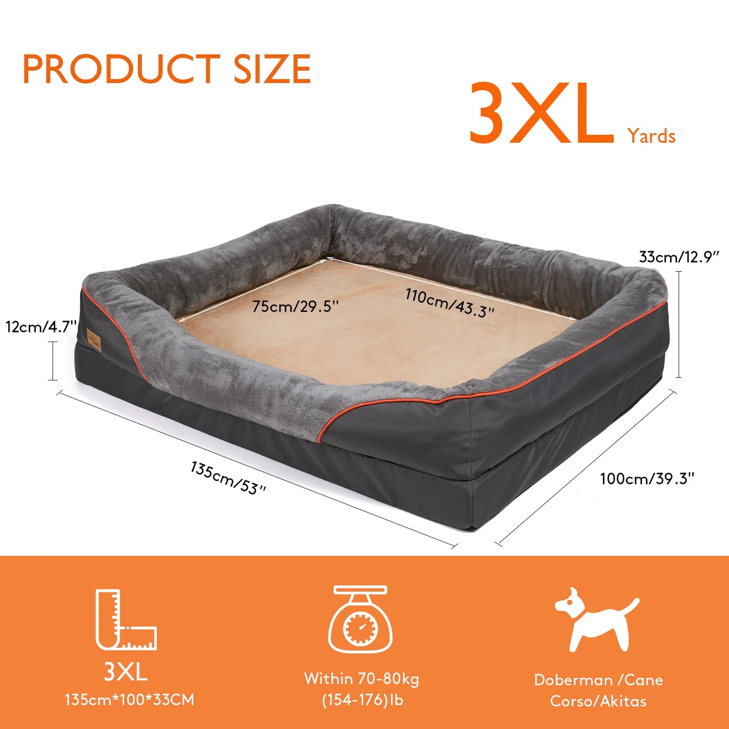BINGOPAW Dog Bed With Anti Allergy Removable Washable Cover