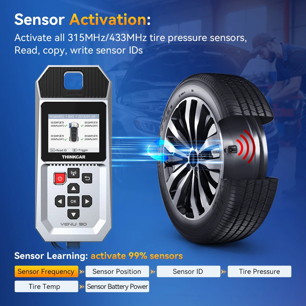 Venu 90 TPMS Diagnostic Tool Sensor Activate Learning OBD2 Scan