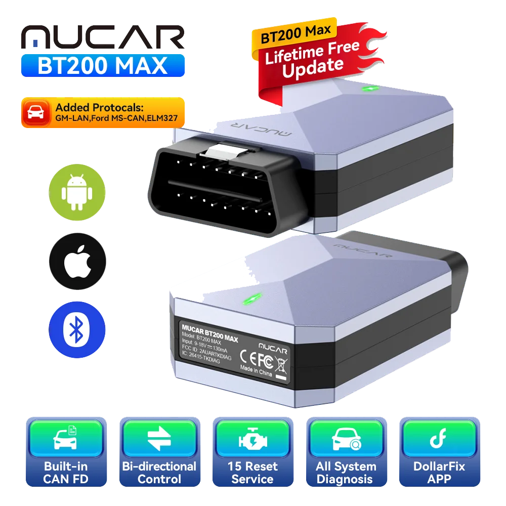 MUCAR BT200 MAX OBD2 Scanner Full System Diagnostic Tool