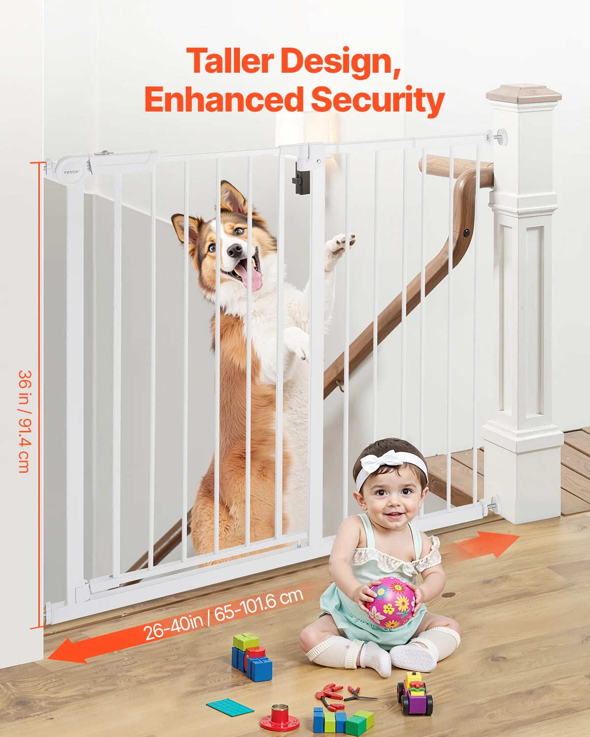 SucceBuy Baby Gate Pressure Mount Walk Through For Kids Pets